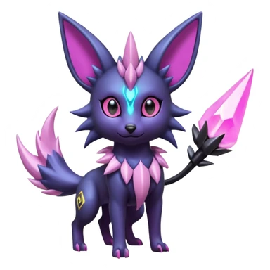White and magenta pastel soft glossy smooth alloy divine holy legendary epic ethereal fantasy cyperpunk futuristic feral Manectric-Luxray-Umbreon-Espeon-Amaura-Electrike-fusion-creature  sticker