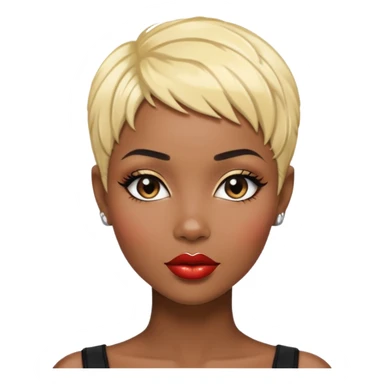 Alluring african woman pixie cut blonde textured black hair shiny glossy lips sticker