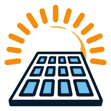 solar panel with sun rays, renewable energy material sticker