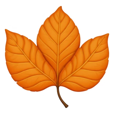 Flat Orange one leaf  sticker