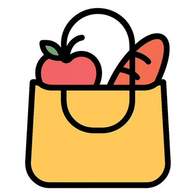 colored icon of a shopping bag representing goods sticker