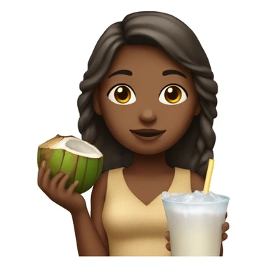 Girl with coconut drink in her hand  sticker