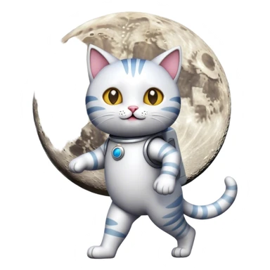 a cat walking on the moon sticker