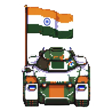 Indian Arjun battle tank with Indian flag colors in pixel art sticker