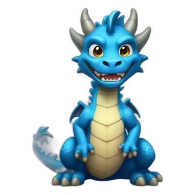 cute blue dragon with big biceps sticker