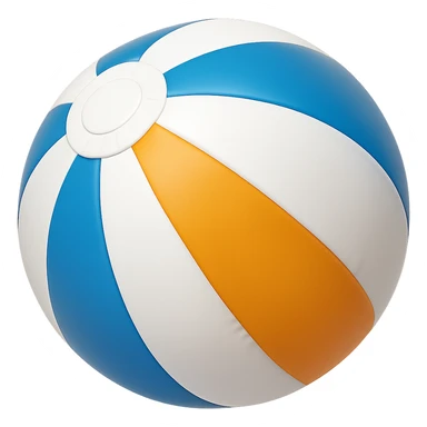 Edit the beach ball to have blue, orange, and white segments, keeping the original style of the image. No background. sticker