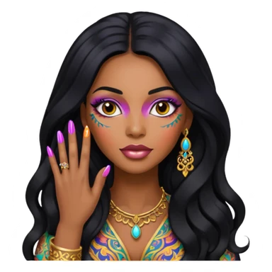 nail art black woman long hair sticker