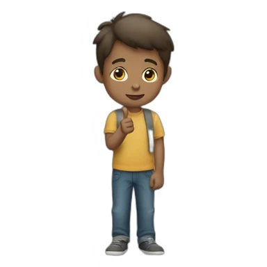A boy pointing downwards sticker