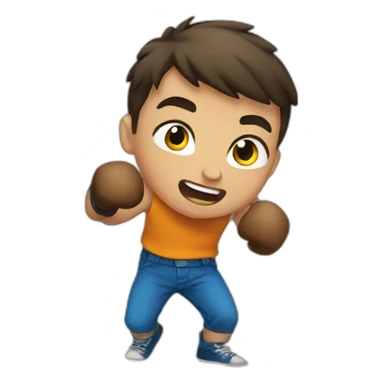 Boy punching sticker