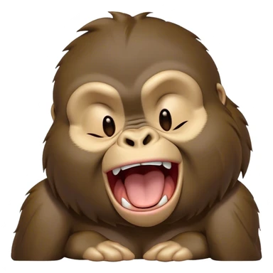 Cinematic Cute Yawning Gorilla Portrait Emoji, Head tilted slightly with a dramatic, wide-open yawn, showcasing a thick, velvety Fur with drowsy, half-closed eyes and a relaxed, open expression, Simplified yet irresistibly adorable features, highly detailed, glowing with a soft, cozy jungle glow, high shine, relaxed yet expressive, stylized with a dash of whimsical primate charm, soft glowing outline, capturing the essence of a drowsy yet affectionate guardian that appears ready to stretch out for a nap! sticker