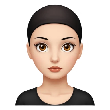 Girl with brown eyes, black shaved her head , lashes  sticker
