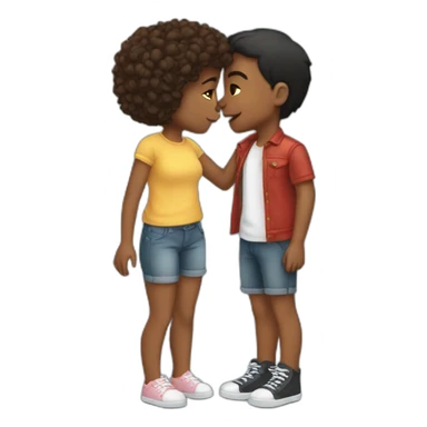 genz girls emoji kissing a boy sticker