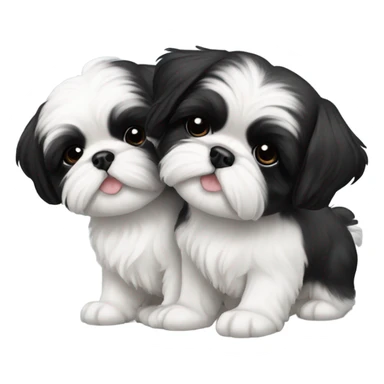 Two black and white shitz tzu puppies  sticker