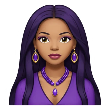Tenitra Michelle Williams, R&B Singer (b.1979) from Destiny's Child with long jet black hair, medium dark skin, dark purple outfit sticker