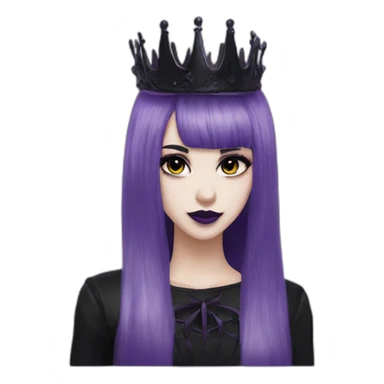Elissabat-with-bangs-long-hair-dark-purple-and-black-vampire-goth-makeup-crown sticker