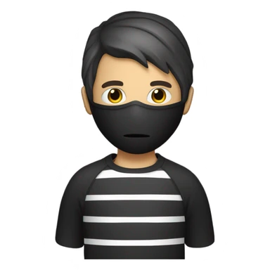 robber with black masc and with white-black striped tshirt sticker