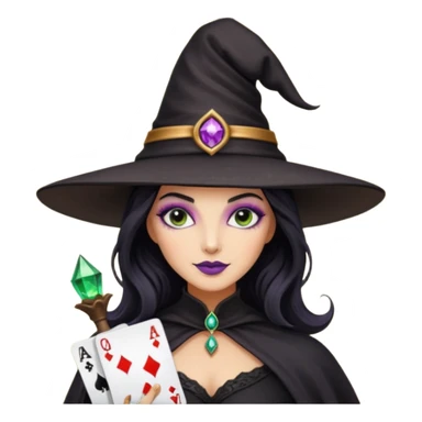 Glitter Black Hat of Witch Copas Symbol of Card sticker