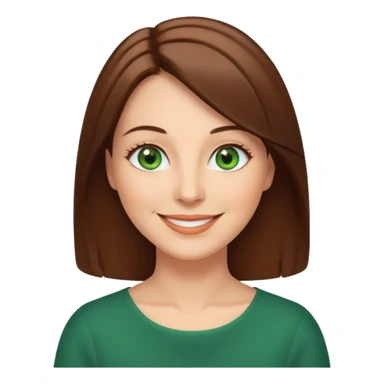 middle age woman with green eyes and shoulder length straight brown hair sticker