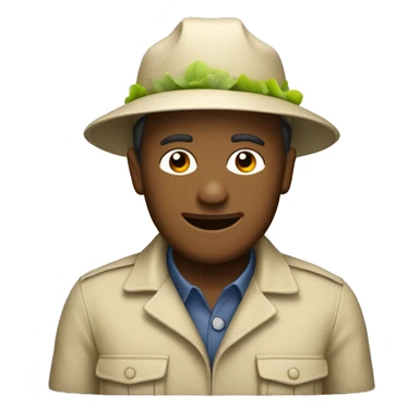 gardener pith helmet beige jacket sticker