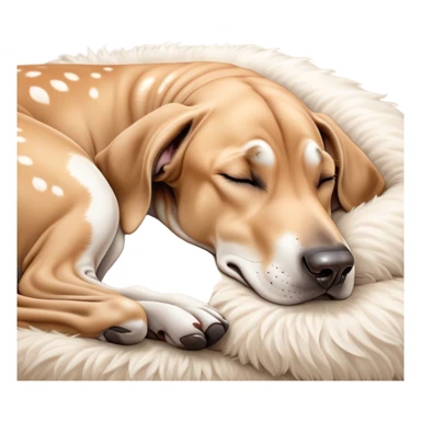 Meme-Worthy Cute Sleeping Fawn Great Dane Portrait Emoji, Head resting peacefully with a contented smile, showcasing a delightfully solid build and a luxuriously soft fawn Fur, eyes shut in a serene nap, Simplified yet hilariously adorable features, highly detailed, glowing with a soft, drowsy light, high shine, relaxed and utterly lovable, stylized with an air of playful laziness, bright and heartwarming, soft glowing outline, capturing the essence of a comically sleepy guardian, so meme-worthy it feels like it could instantly become the next viral sensation of adorable slumber! sticker