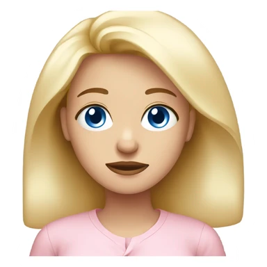 blonde woman blue eyes. sad expression. light pink shirt sticker