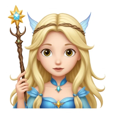 long haired fairy with normal sized eyes and a wand sticker