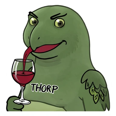 Eagle with the word Thorp on her chest drinking wine sticker