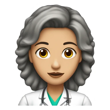 mujer medico de pelo largo, ojos y pelo negro ojos delineados sticker