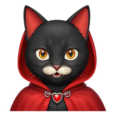 Vampire Pet, Black cat in red collar cloak sticker