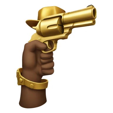 hand western holding Golden pistol sticker