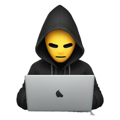 hacker with black hoodie, face not visible, with laptop sticker