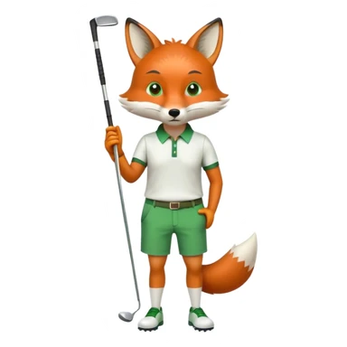 fox playing golf in green shorts sticker