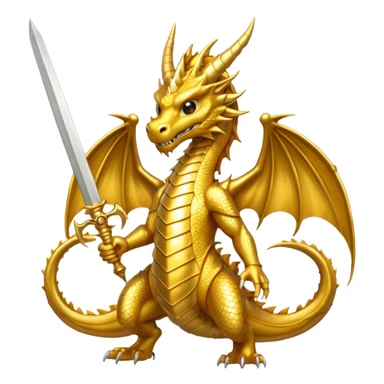 gold dragon with swords  sticker