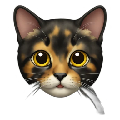 black yellow tortoiseshell cat with black chin sticker