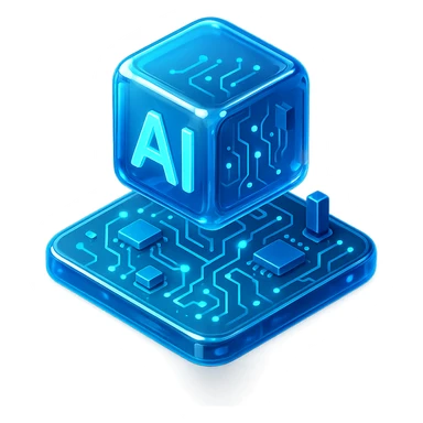 futuristic circuit board with glowing elements, technology AI sticker