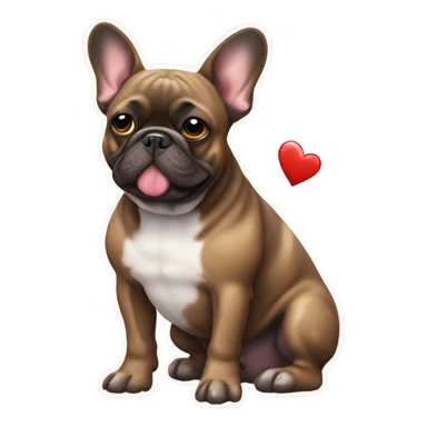 French bulldog brindle with a love heart sticker