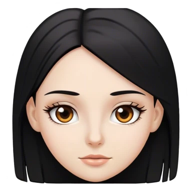 White girl with brawn eyes and black straight hair sticker