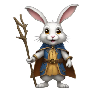 crazy rabbit in wizard outfit, full body sticker