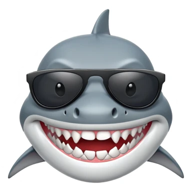 shark with white teeth wearing black sunglasses sticker