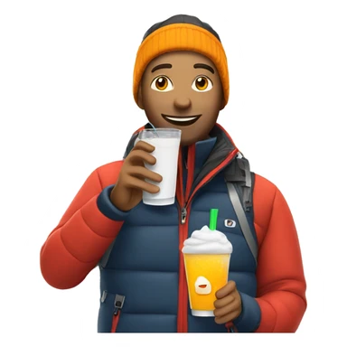 Ski instructor with drink sticker