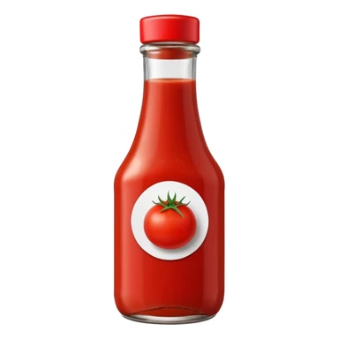 Ketchup in bottle with tomato on sticker sticker
