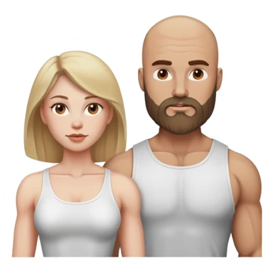 Beautiful dark blonde riding her muscular bald beard husband sticker