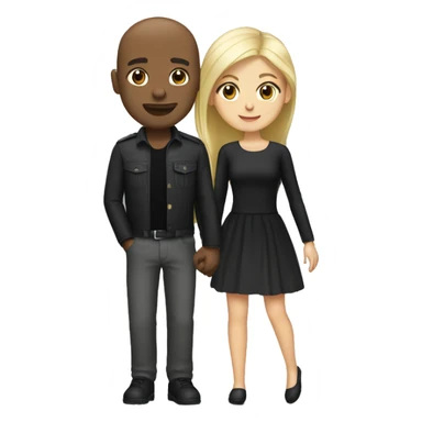 Girl with blonde and brunette hair with black bald man boyfriend sticker