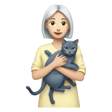 Japanese girl holding Two Russian Blue cats sticker