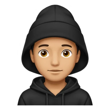 Guy wearing a black hoodie and a black hat sticker