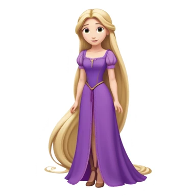 Rapunzel from hips up, purple dress, extremely long blonde hair, minimal style, larger size sticker