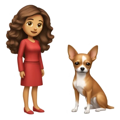 mujer con pelo muy largo rojo y su perro Chihuahua sticker