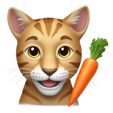 Big cat holding a carrot sticker