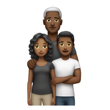 Família mulher negra homem branco com 2 filhos sticker