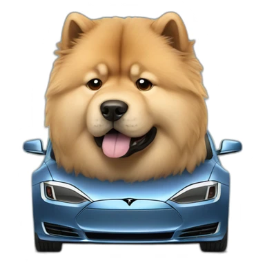 Chow chow in a tesla sticker